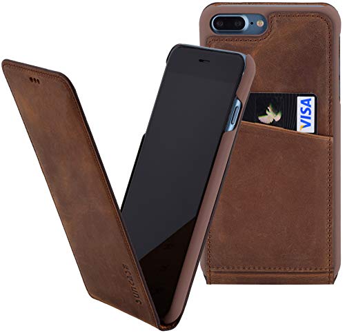 Suncase Original Flip-Style kompatibel mit Apple iPhone SE 2020 Lederhülle Ledertasche Tasche Schutzhülle Case Cover Hülle in antik Coffee von Suncase