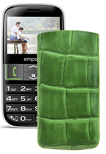 Suncase Original Tasche für/Emporia Euphoria V50 / Leder Etui Handytasche Ledertasche Schutzhülle Case Hülle - Lasche mit Rückzugfunktion* In Croco-Grün Suncase Original Tasche für/Emporia Euphoria V50 / Leder Etui Handytasche Ledertasche Schutzhülle Case Hülle - Lasche mit Rückzugfunktion* In Croco-Grün von Suncase