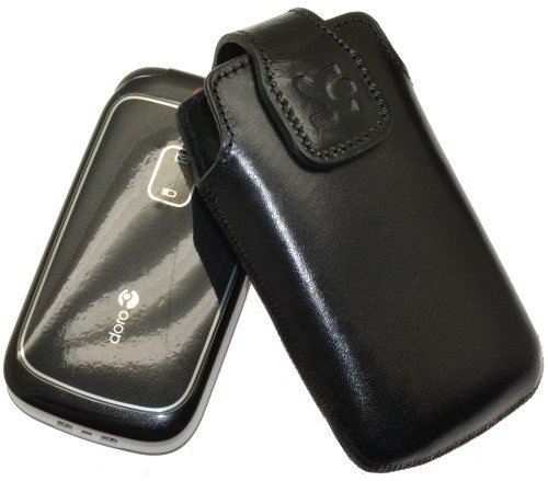 Suncase Original Tasche für/Swisstone BBM 625 / Leder Etui Handytasche Ledertasche Schutzhülle Case Hülle/in schwarz von Suncase