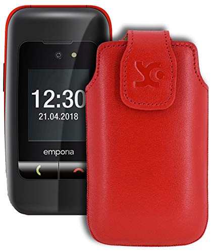 Suncase Original Tasche für Emporia ONE Hülle Leder Etui Handytasche Ledertasche Schutzhülle Case in rot von Suncase