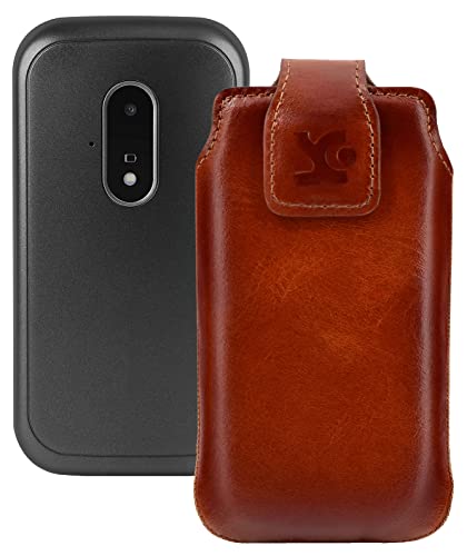 Suncase Original Tasche kompatibel mit Panasonic KX-TU446 EXG Hülle Leder Etui Handytasche Ledertasche Schutzhülle Case in Burned Cognac Suncase Original Tasche kompatibel mit Panasonic KX-TU446 EXG Hülle Leder Etui Handytasche Ledertasche Schutzhülle Case in Burned Cognac von Suncase