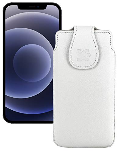 Suncase Original Tasche kompatibel mit iPhone 12 Mini (5.4") Leder Etui Handytasche Ledertasche Schutzhülle Case Hülle in vollnarbig-Weiss von Suncase