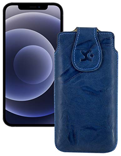 Suncase Original Tasche kompatibel mit iPhone 12 Mini (5.4") Leder Etui Handytasche Ledertasche Schutzhülle Case Hülle in wash-blau von Suncase