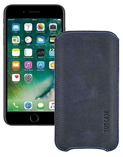 Suncase Tasche kompatibel mit iPhone SE 3 (2022) Hülle Schutzhülle Ledertasche Leder Etui Case Lederhülle in Pebble Blue von Suncase