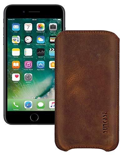 Suncase Tasche kompatibel mit iPhone SE 3 (2022) Hülle Schutzhülle Ledertasche Leder Etui Case Lederhülle in antik Coffee von Suncase