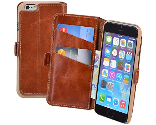 Suncase iPhone 6S / 6 (4.7") Original Book-Style Ledertasche Tasche *ECHT Leder* Handytasche Case Etui Hülle mit Standfunktion und Kartenfach/antik-rost von Suncase