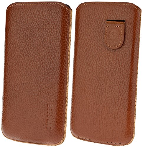 Suncase iPhone 8 Ledertasche Tasche *Ultra Slim* Original Handytasche Schutzhülle Case Etui Hülle (mit Rückzuglasche) in Cognac von Suncase