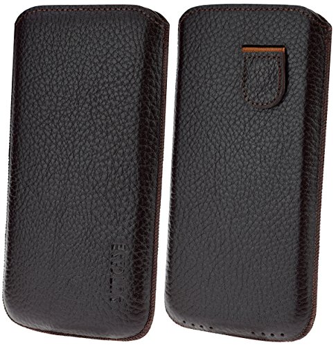 Suncase iPhone 8 Ledertasche Tasche *Ultra Slim* Original Handytasche Schutzhülle Case Etui Hülle (mit Rückzuglasche) in Dunkelbraun von Suncase
