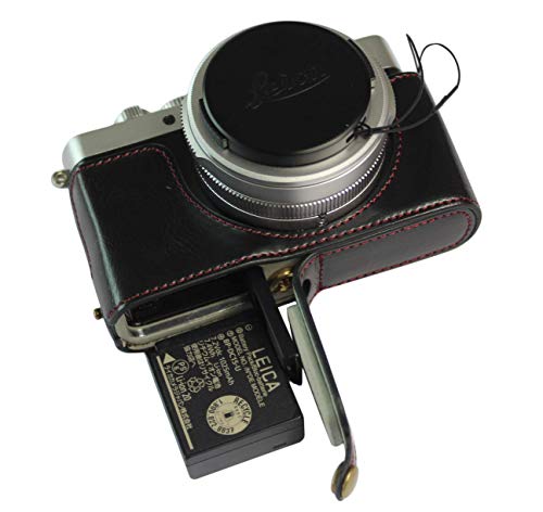 Bodenöffnung Version Schutz PU-Leder Half Camera Case Tasche für Leica D-LUX 7 mit Stativ Design mit Handschlaufe Schwarz von SundayZaZa