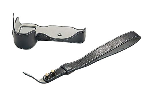 Bottom Opening Version für Nikon Z6 Protective Echtleder Kameraetui mit Handschlaufe Schwarz von SundayZaZa