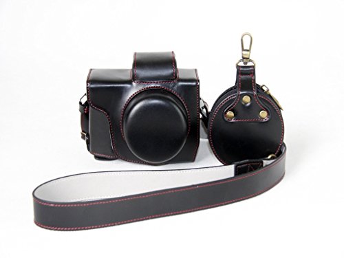 Schützende PU-Leder-Kameratasche Tasche Für Olympus Pen Lite E-PL8 EPL8 mit 14-42mm EZ F3.5-5.6 Objektiv mit Trageriemen und Speicherkartenetui Schwarz von SundayZaZa