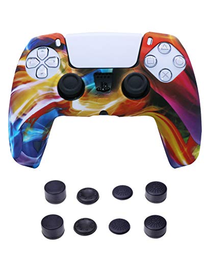 Silicone Cover Skin Case Accessories for Sony PS5 Controller with Pro Thumb Grips Caps Set Colorful von SundayZaZa