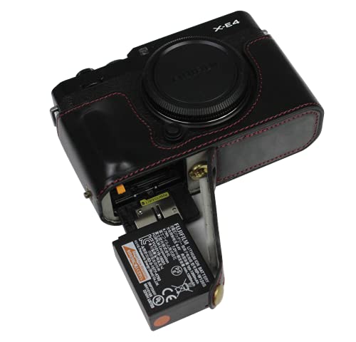 Unten öffnende PU-Ledergriff-Kameratasche für Fujifilm X-E4 XE4 mit Stativ-Design Schwarz von SundayZaZa