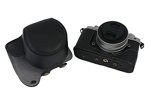 Voller Schutz Bottom Opening Top Layer Echtleder Kameratasche für Nikon Z fc mit Objektiv Kit Set Schwarz von SundayZaZa