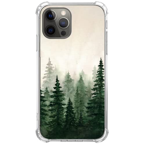 Aquarell Baum Fichte Hülle Kompatibel mit iPhone 12/12 Pro, Grüner Wald Natur Kunst Hülle für iPhone 12/12 Pro für Teenager Männer Frauen, Trendige Coole TPU Bumper Case Cover von Sundwugzh