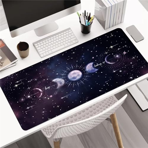 Gaming Mauspad XXL,Mousepad 700x400x3mm,Großes Mauspad Vernähte Kanten Wassxerdicht Anti-Rutsch für PC,Laptop Verbessert Präzision und Geschwindigkei - Sonne-Mond-Sterne Gaming Mauspad XXL,Mousepad 700x400x3mm,Großes Mauspad Vernähte Kanten Wassxerdicht Anti-Rutsch für PC,Laptop Verbessert Präzision und Geschwindigkei - Sonne-Mond-Sterne von Suneve