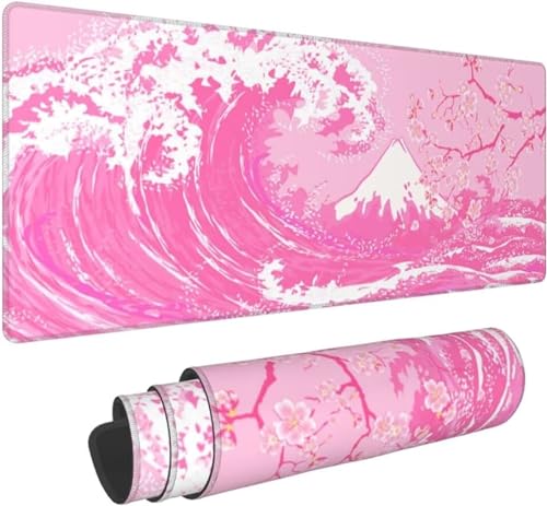 Suneve Rosa Wellen Mousepad XXL,Mauspad 1000x500x3mm Gaming Mauspad mit Genähten Kanten,rutschfeste Gummimatte,wasserdichte Mauspad Desk Mat für Zuhause,Büro,Gaming Mauspad Suneve Rosa Wellen Mousepad XXL,Mauspad 1000x500x3mm Gaming Mauspad mit Genähten Kanten,rutschfeste Gummimatte,wasserdichte Mauspad Desk Mat für Zuhause,Büro,Gaming Mauspad von Suneve
