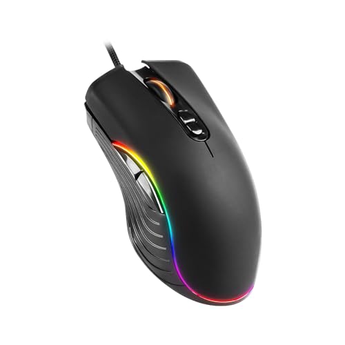 Sunffice RGB-Gaming-Maus, ergonomische RGB-Maus mit 7 Hintergrundbeleuchtungsmodi, 2400 DPI, verstellbare Computer-USB-Maus für Windows/PC/Mac/Laptop, Gamer (schwarz) von Sunffice