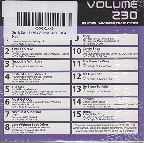 Sunfly Karaoke Hits Volume 230 (CD+G) von Sunfly Karaoke