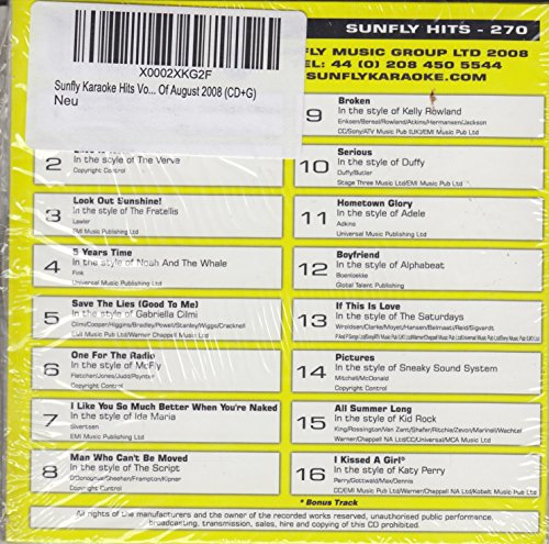 Sunfly Karaoke Hits Volume 270: Hits Of August 2008 (CD+G) von Sunfly Karaoke
