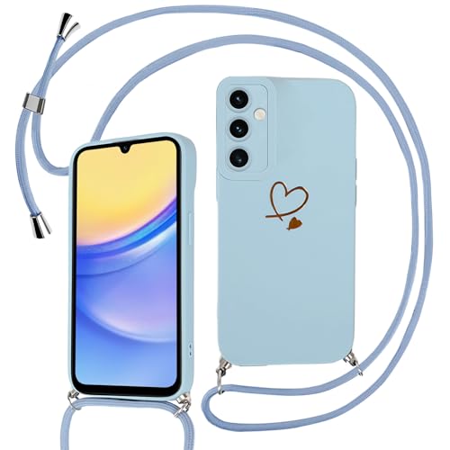 Sunily Handyhülle für Samsung Galaxy A15 4G / 5G Hülle mit Band, Handykette für Samsung A15 Hülle Herz Muster für Mädchen Ultra Dünn TPU Silikon Stoßfes Schutzhülle mit Kordel zum Umhängen, Blau Sunily Handyhülle für Samsung Galaxy A15 4G / 5G Hülle mit Band, Handykette für Samsung A15 Hülle Herz Muster für Mädchen Ultra Dünn TPU Silikon Stoßfes Schutzhülle mit Kordel zum Umhängen, Blau von Sunily