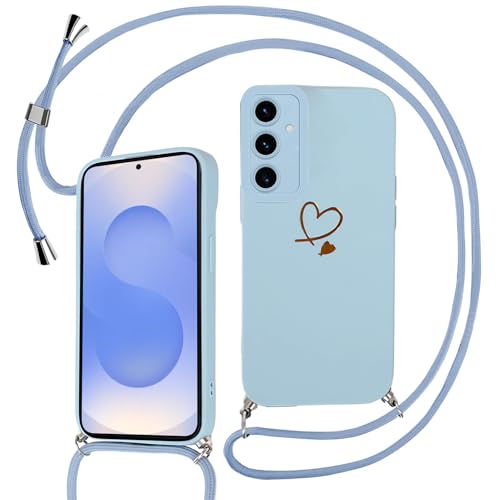 Sunily Handyhülle für Samsung Galaxy S25 Hülle mit Band, Handykette für Samsung S25 Hülle Herz Muster für Mädchen Ultra Dünn TPU Silikon Stoßfes Schutzhülle mit Kordel zum Umhängen, Blau Sunily Handyhülle für Samsung Galaxy S25 Hülle mit Band, Handykette für Samsung S25 Hülle Herz Muster für Mädchen Ultra Dünn TPU Silikon Stoßfes Schutzhülle mit Kordel zum Umhängen, Blau von Sunily