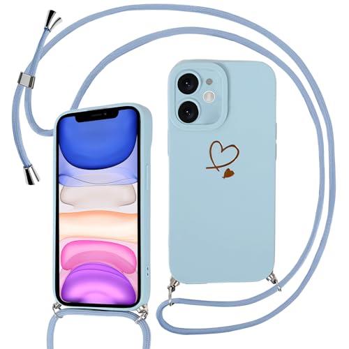 Sunily Handyhülle für iPhone 11 Hülle mit Band, Handykette für iPhone 11 Hülle Herz Muster für Mädchen Ultra Dünn TPU Silikon Stoßfes Schutzhülle mit Kordel zum Umhängen, Blau Sunily Handyhülle für iPhone 11 Hülle mit Band, Handykette für iPhone 11 Hülle Herz Muster für Mädchen Ultra Dünn TPU Silikon Stoßfes Schutzhülle mit Kordel zum Umhängen, Blau von Sunily