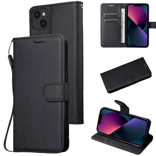 Sunily Handyhülle für iPhone 13 Hülle Leder PU, RFID-Blockierung Schutz Klapphülle für iPhone 13 Case mit Ständer Magnetverschluss Flip Case Wallet Kartenfach 360 Stoßfeste Schutzhülle, Schwarz von Sunily