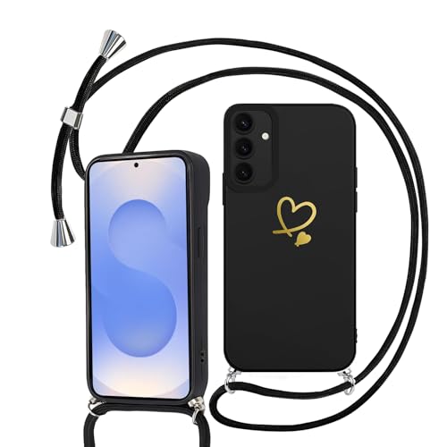 Sunily Handykette für Samsung Galaxy S25 Hülle mit Band, Handyhülle für Samsung S25 Hülle Herz Muster für Mädchen Ultra Dünn TPU Silikon Stoßfes Schutzhülle mit Kordel zum Umhängen, Schwarz Sunily Handykette für Samsung Galaxy S25 Hülle mit Band, Handyhülle für Samsung S25 Hülle Herz Muster für Mädchen Ultra Dünn TPU Silikon Stoßfes Schutzhülle mit Kordel zum Umhängen, Schwarz von Sunily