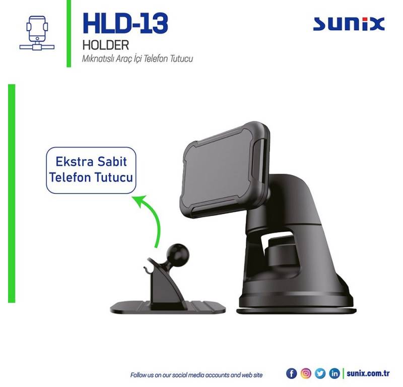 Sunix Autohalter Magnetisch für Armaturenbrett Windschutzscheibe schwarz Smartphone-Halterung von Sunix