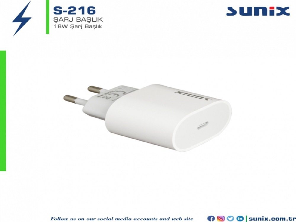 Sunix Sunix 18W PD Wandladegerät Netzteil Schnell-Ladegerät USB-C Typ-C Smartphone-Ladegerät von Sunix