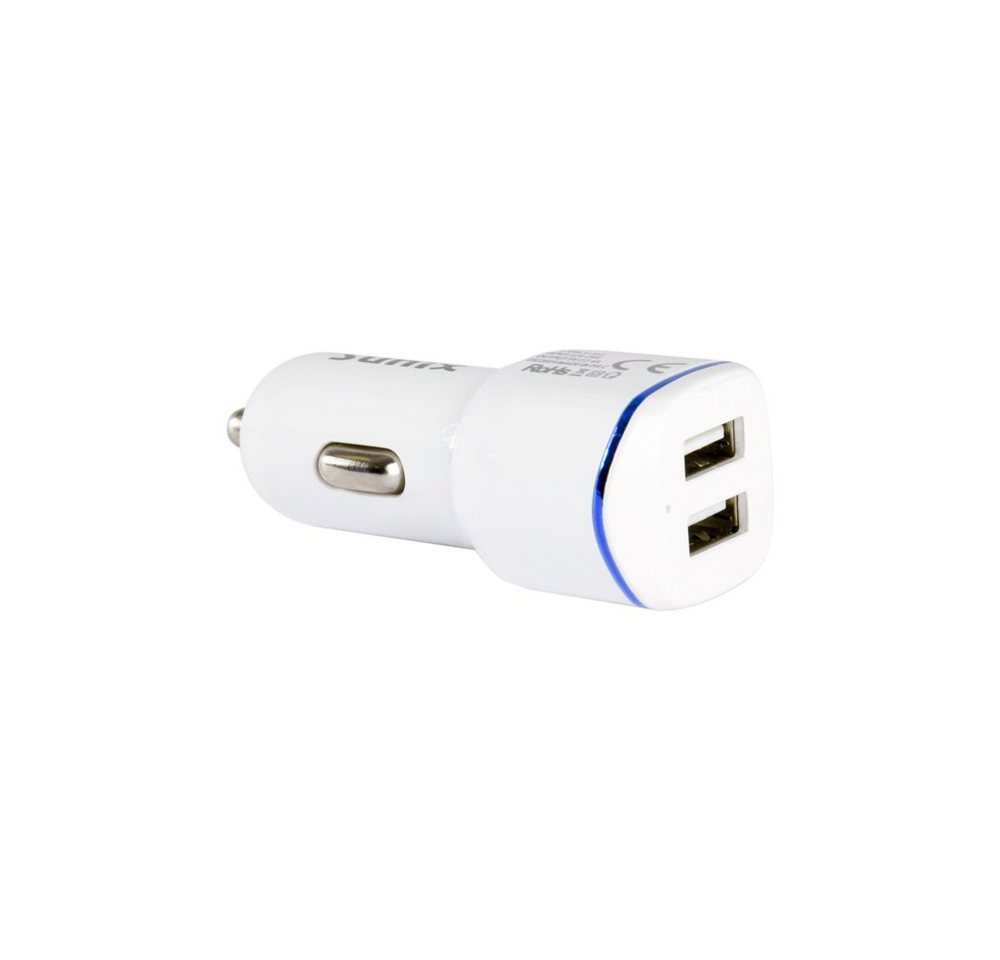 Sunix Sunix KFZ 2.4A Ladegerät 2x USB Port + 1.2M Lightning Ladekabel weiß USB-Ladegerät von Sunix