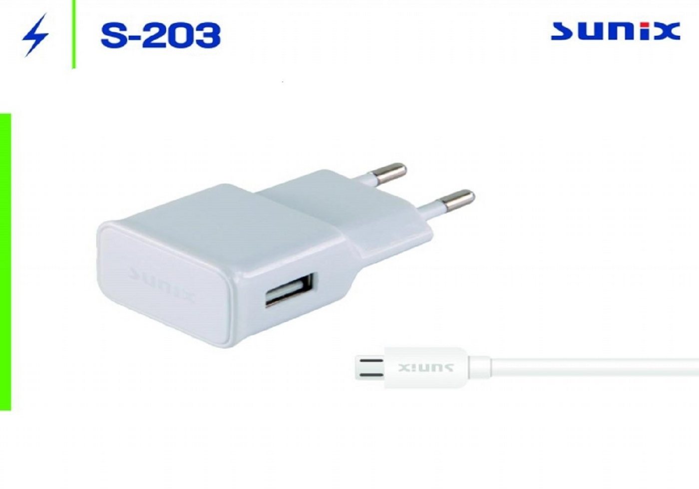 Sunix Sunix Netzteil Ladegerät Micro-Usb Tragbares Reiseladegerät 1,2m Weiß Handy-Netzteile von Sunix