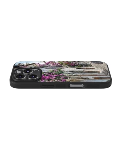Sunny-Case 2D Case Handyhülle Sizilien Dorf Flieder Blüte Nr.945 Italien Land Reise Urlaub Stiefel Schutz Bumper Hülle kompatibel mit iPhone 14 PRO MAX mit 2X Display Glas Folie 9H von Sunny-Case