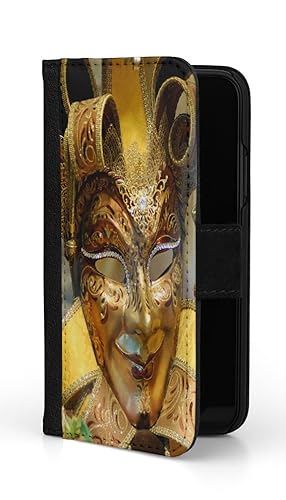 Sunny-Case Flip Case Klapphülle Karneval Venedig Maske Casanova Nr.947 Italien Land Reise Urlaub Stiefel Schutz Bumper Hülle kompatibel mit iPhone 14 von Sunny-Case