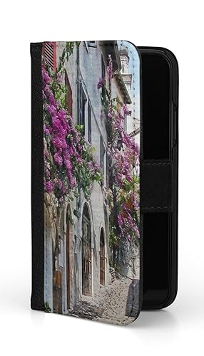 Sunny-Case Flip Case Klapphülle Sizilien Dorf Flieder Blüte Nr.945 Italien Land Reise Urlaub Stiefel Schutz Bumper Hülle kompatibel mit Samsung S25 Plus von Sunny-Case