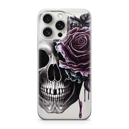 Sunny-Case Gothik Skull SCHÄDEL Schutz Hülle Handy Transparent TPU Cartoon kompatibel mit iPhone 15 Motiv Totenkopf Horror Skelett 2 von Sunny-Case