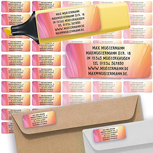 Adress-Etiketten - Adress-Aufkleber Sticker Namensaufkleber mit Ihrem Wunschtext 57x 23mm, für 1 bis 5 Zeilen Text - 45 Stück – 45 Hintergründe zur Auswahl (38 Modern) von Sunnywall