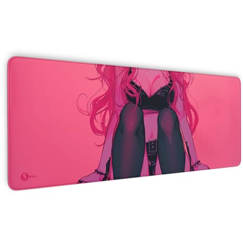 Gaming Mauspad XXL - 4 mm Dicke, Ultra-Glatte Oberfläche, Mousepad mit vernähten Rändern, rutschfest, modern, langlebiges Gaming Setup inkl. Desktop Wallpaper (Hot Cute Girl, 800 x 300 x 4 mm) von Sunnywall