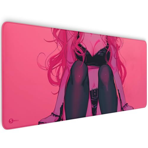 Gaming Mauspad XXL - 4 mm Dicke, Ultra-Glatte Oberfläche, Mousepad mit vernähten Rändern, rutschfest, modern, langlebiges Gaming Setup inkl. Desktop Wallpaper (Hot Cute Girl, 900 x 400 x 4 mm) von Sunnywall