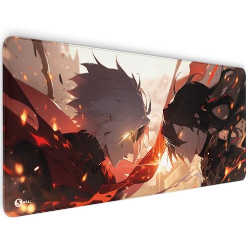 Gaming Mauspad XXL - 4 mm Premium-Dicke, Ultra-Glatte Oberfläche, Mousepad mit vernähten Rändern, rutschfest - stylisch & langlebig für Dein Gaming Setup (Anime Fight, 900 x 400 x 4 mm) von Sunnywall