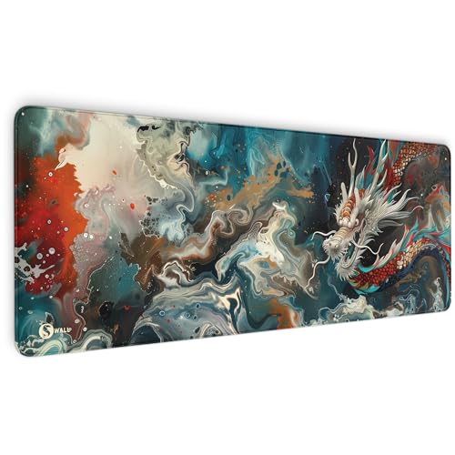 Gaming Mauspad XXL - 4 mm Premium-Dicke, Ultra-Glatte Oberfläche, Mousepad mit vernähten Rändern, rutschfest - stylisch & langlebig für Dein Gaming Setup (Chinese Dragon, 800 x 300 x 4 mm) von Sunnywall