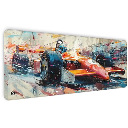 Gaming Mauspad XXL - 4 mm Premium-Dicke, Ultra-Glatte Oberfläche, Mousepad mit vernähten Rändern, rutschfest - stylisch & langlebig für Dein Gaming Setup (Formel 1 F1, 800 x 300 x 4 mm) von Sunnywall