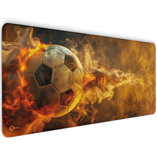 Gaming Mauspad XXL - 4 mm Premium-Dicke, Ultra-Glatte Oberfläche, Mousepad mit vernähten Rändern, rutschfest - stylisch & langlebig für Dein Gaming Setup (Fussball hot, 900 x 400 x 4 mm) von Sunnywall