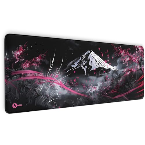 Gaming Mauspad XXL - 4 mm Premium-Dicke, Ultra-Glatte Oberfläche, Mousepad mit vernähten Rändern, rutschfest - stylisch & langlebig für Dein Gaming Setup (Japanese Mountain Sakura, 800 x 300 x 4 mm) von Sunnywall