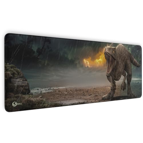 Gaming Mauspad XXL - 4 mm Premium-Dicke, Ultra-Glatte Oberfläche, Mousepad mit vernähten Rändern, rutschfest - stylisch & langlebig für Dein Gaming Setup (Raptor Dinosaur Real, 800 x 300 x 4 mm) von Sunnywall
