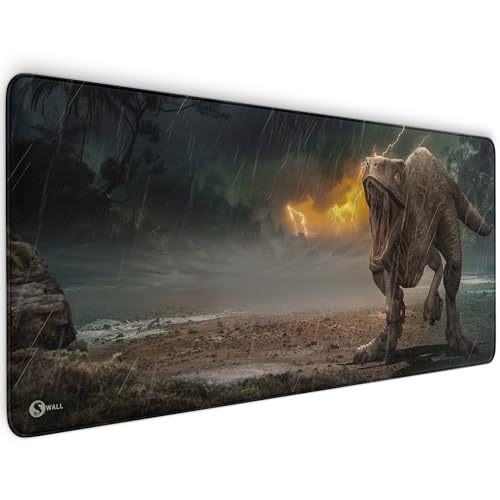 Gaming Mauspad XXL - 4 mm Premium-Dicke, Ultra-Glatte Oberfläche, Mousepad mit vernähten Rändern, rutschfest - stylisch & langlebig für Dein Gaming Setup (Raptor Dinosaur Real, 900 x 400 x 4 mm) von Sunnywall