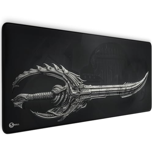 Gaming Mauspad XXL - 4 mm Premium-Dicke, Ultra-Glatte Oberfläche, Mousepad mit vernähten Rändern, rutschfest - stylisch & langlebig für Dein Gaming Setup (Schwert, 900 x 400 x 4 mm) von Sunnywall