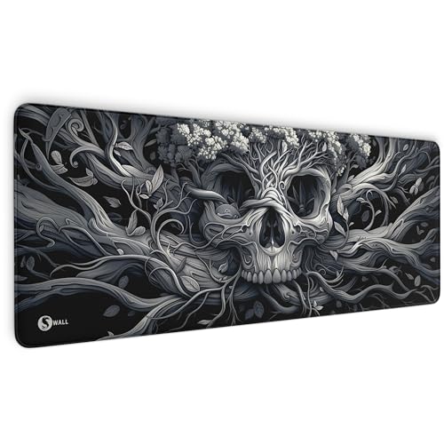 Gaming Mauspad XXL - 4 mm Premium-Dicke, Ultra-Glatte Oberfläche, Mousepad mit vernähten Rändern, rutschfest - stylisch & langlebig für Dein Gaming Setup (Skull Tree, 800 x 300 x 4 mm) von Sunnywall