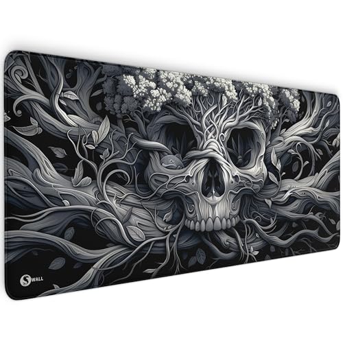 Gaming Mauspad XXL - 4 mm Premium-Dicke, Ultra-Glatte Oberfläche, Mousepad mit vernähten Rändern, rutschfest - stylisch & langlebig für Dein Gaming Setup (Skull Tree, 900 x 400 x 4 mm) von Sunnywall